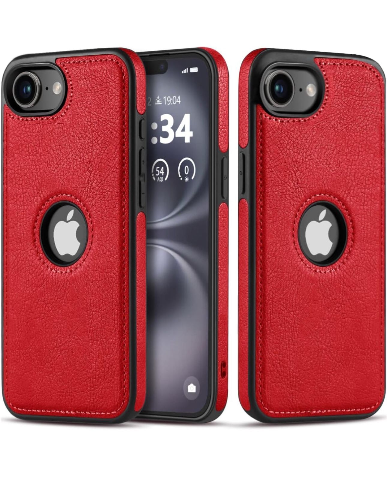 for iPhone 16E Case Vegan Leather Slim Luxury Elegant Vintage Phone Cover 2025 6.1 Inch (Red)