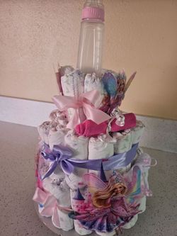 Fairy Princess Diaper Cake with Baby Bottle