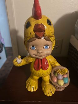 Vintage Easter Chick Costume Child Ceramic Figurine
