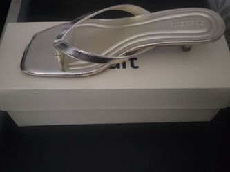 Silver Metallic Strappy Kitten Heel Sandals