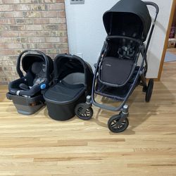 Uppababy Cruz V2 Stroller With Bassinet And Car Seat Black 