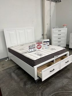 Queen size bed frame with mattress