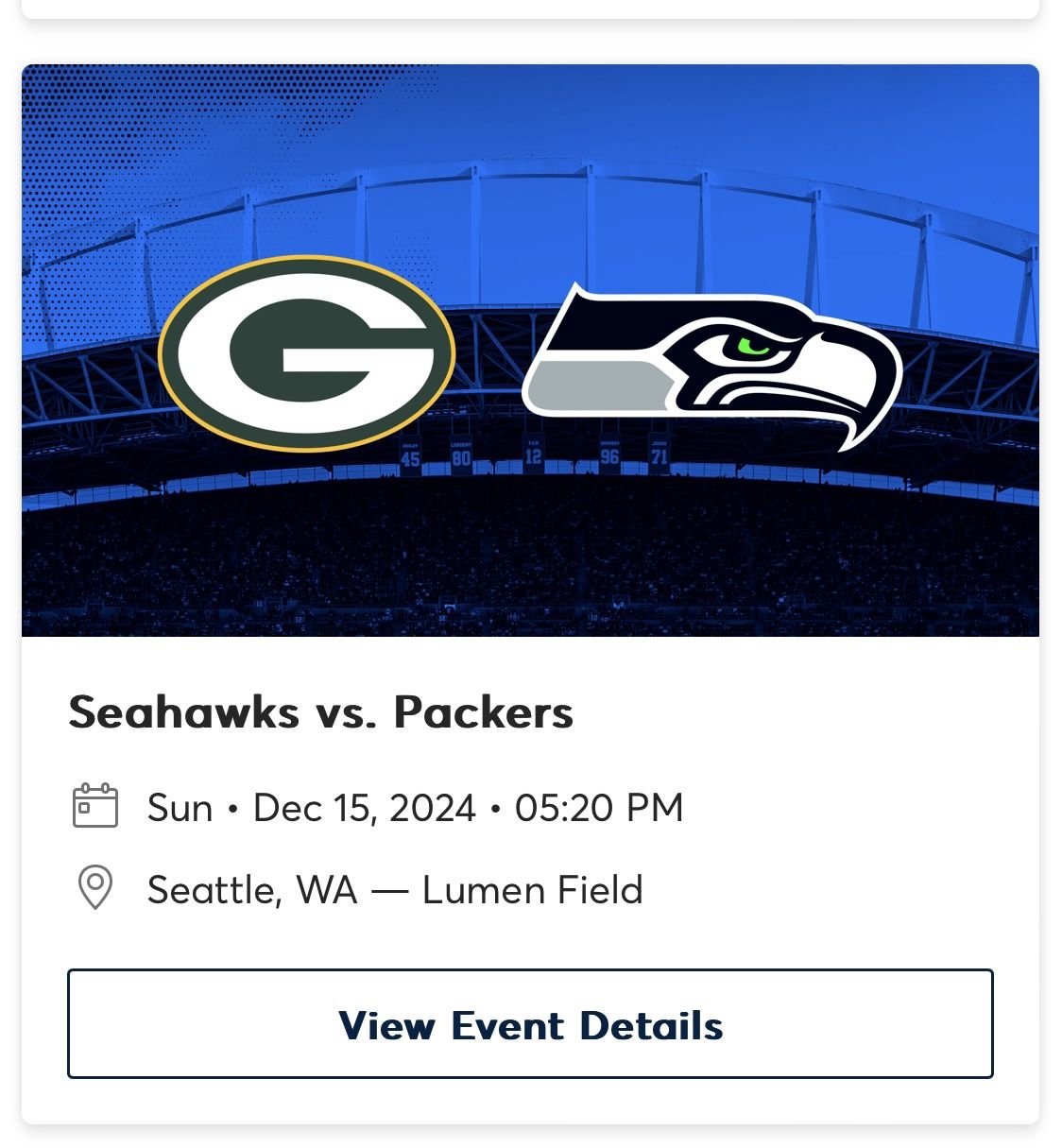 Seattle Seahawks vs Green Bay Packers (12/15/24)-Price Per Ticket