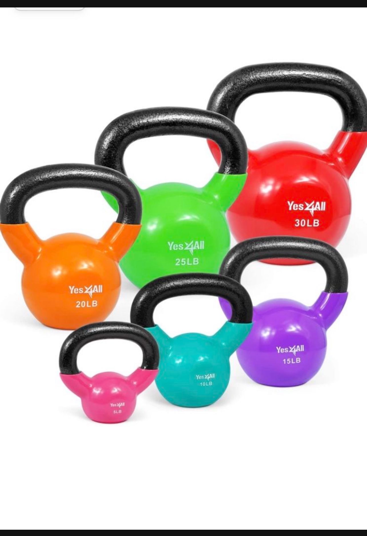 Multicolor Kettle Bells 5,10,15,20 ,25 And 30 Lbs