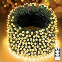 403FT 1000 LED Christmas Lights Outdoor Green Wire String Lights 8 Modes with Timer Memory Waterproof Fairy Light Plug in for Xmas Tree Wedding Yard P