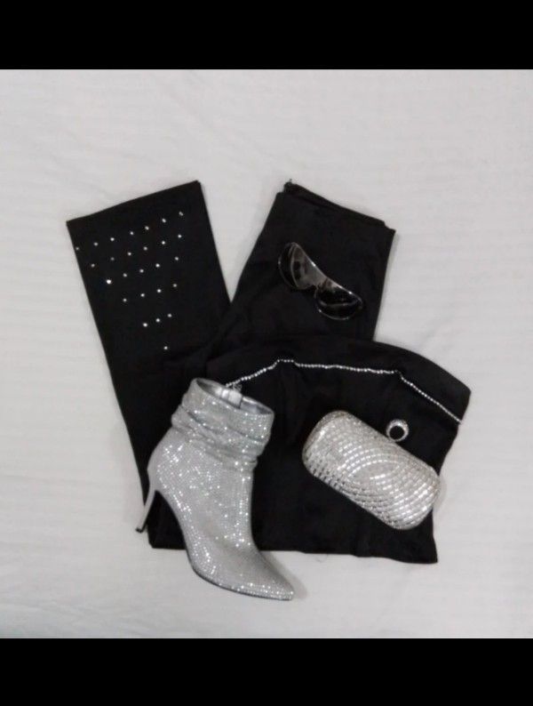 Black 2pc Tube Style Dress Pants Set