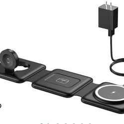 Magnetic Wireless Charger for iPhone: Fodable 3 in 1 Charging Station for Multiple Apple Devices - Travel Charging Pad Dock for Apple Watch iPhone 15 