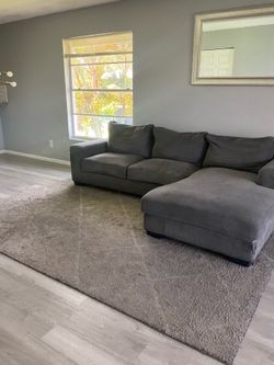 Gray Sectional Sofa & Area Rug
