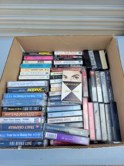 Whole Box Of Vintage Music Cassette Tapes Mix Lot