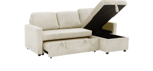 84″Tommy Beige Convertible Sectional Sofa Bed