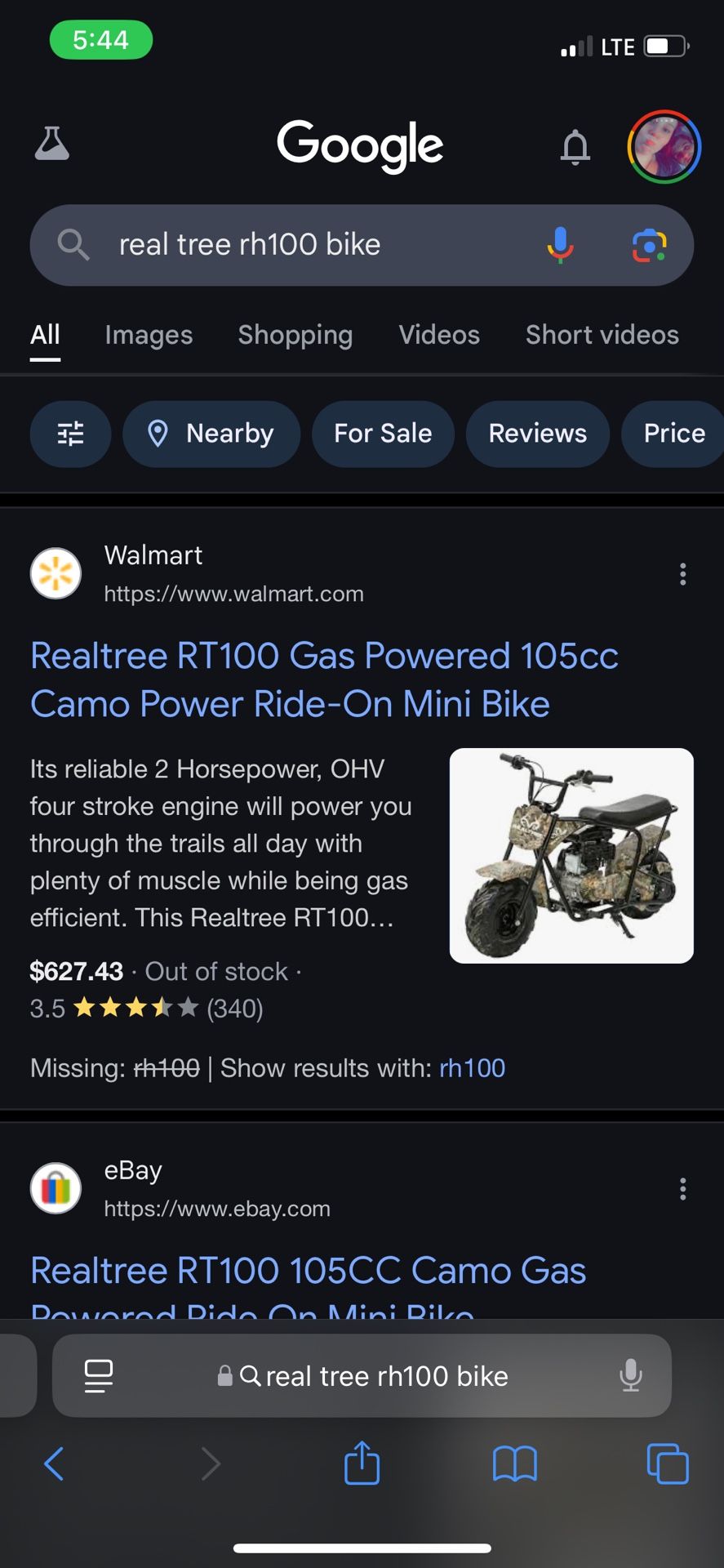 Realtree Rt100 Gas Powered Camo Mini Bike