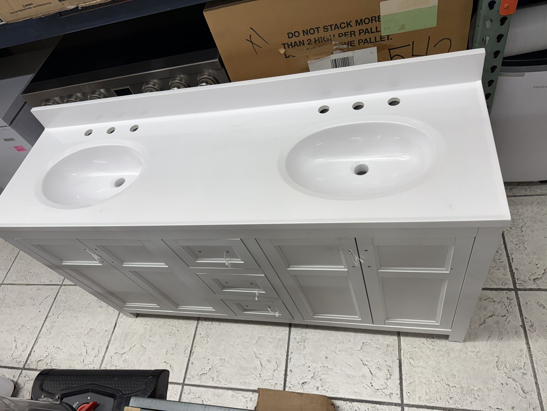 61 Double Bathroom Vanity With Marble Top White