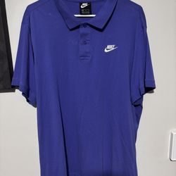 VINTAGE RARE RETRO Nike mens X-Large blue short sleeve polo shirt Button Up