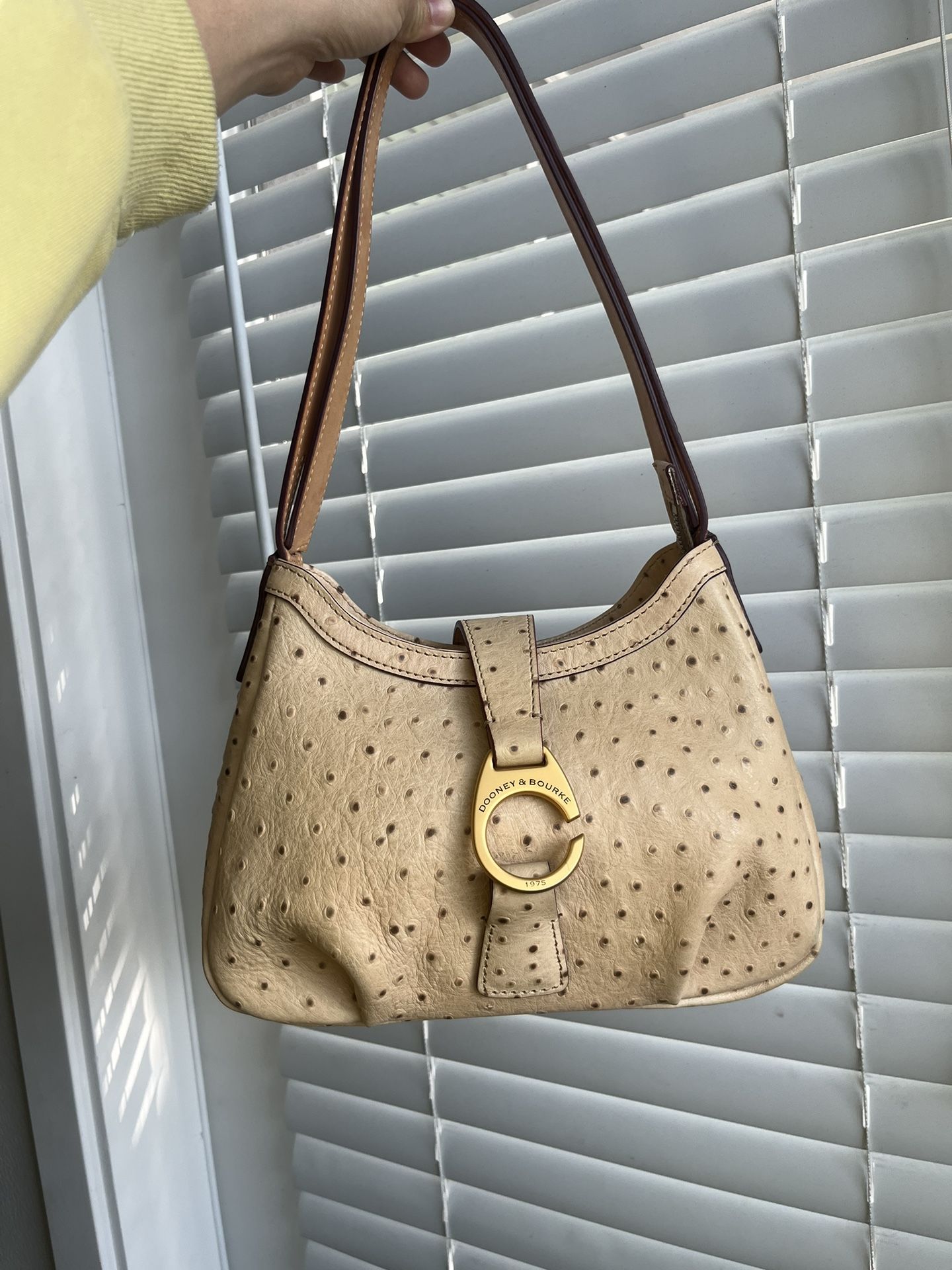 Dooney & Bourke Derby Ostrich Collection Shoulder Bag Color cream