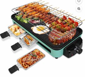 (H-23) Electric Indoor Grill,2 in 1 Indoor Grills for Kitchen Smokeless Grill Net & Non-Stick Cooking Removable Plate,Temperature Control,Dishwasher S