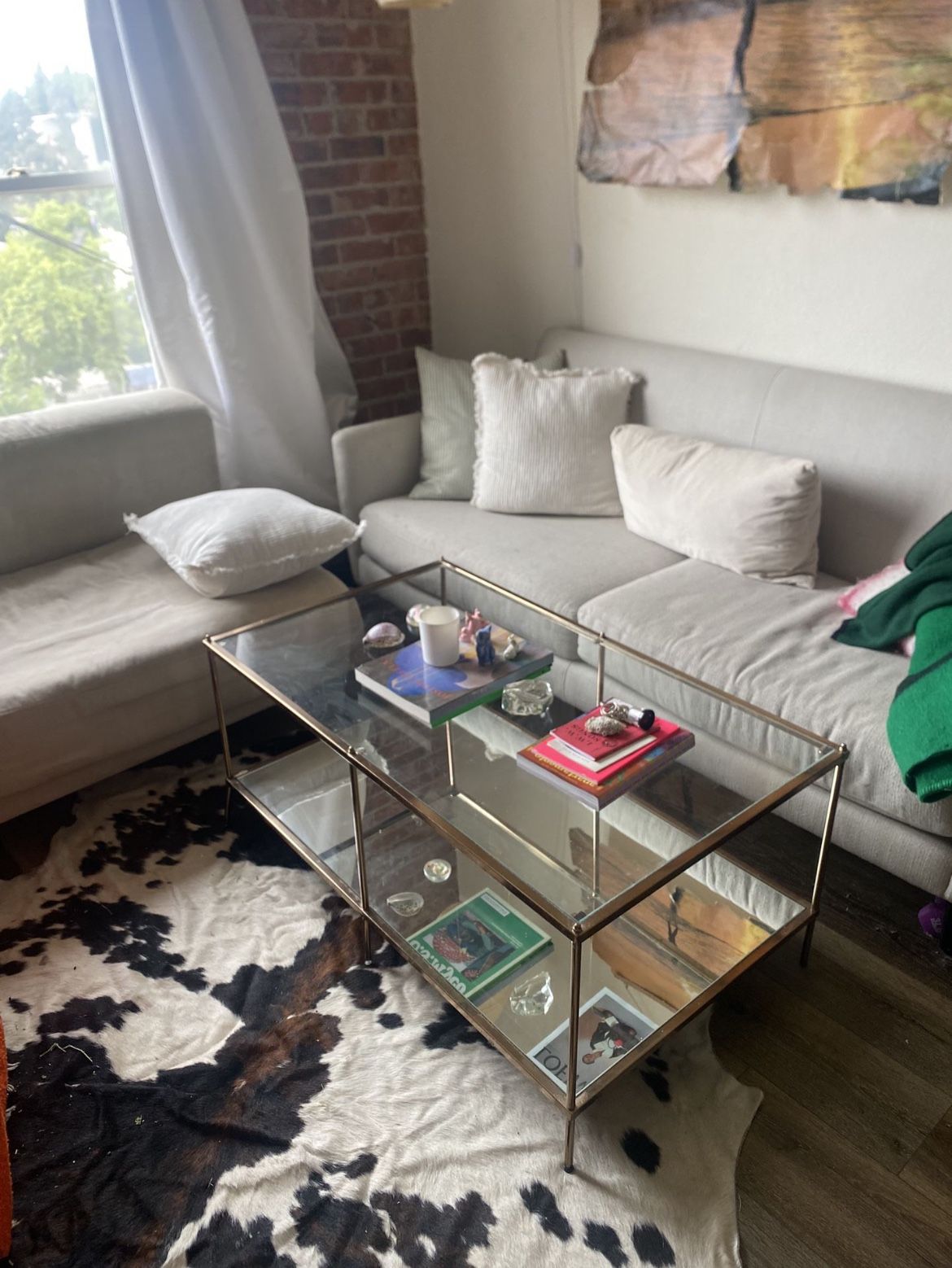 Vintage Glass Mirrored Coffee Table