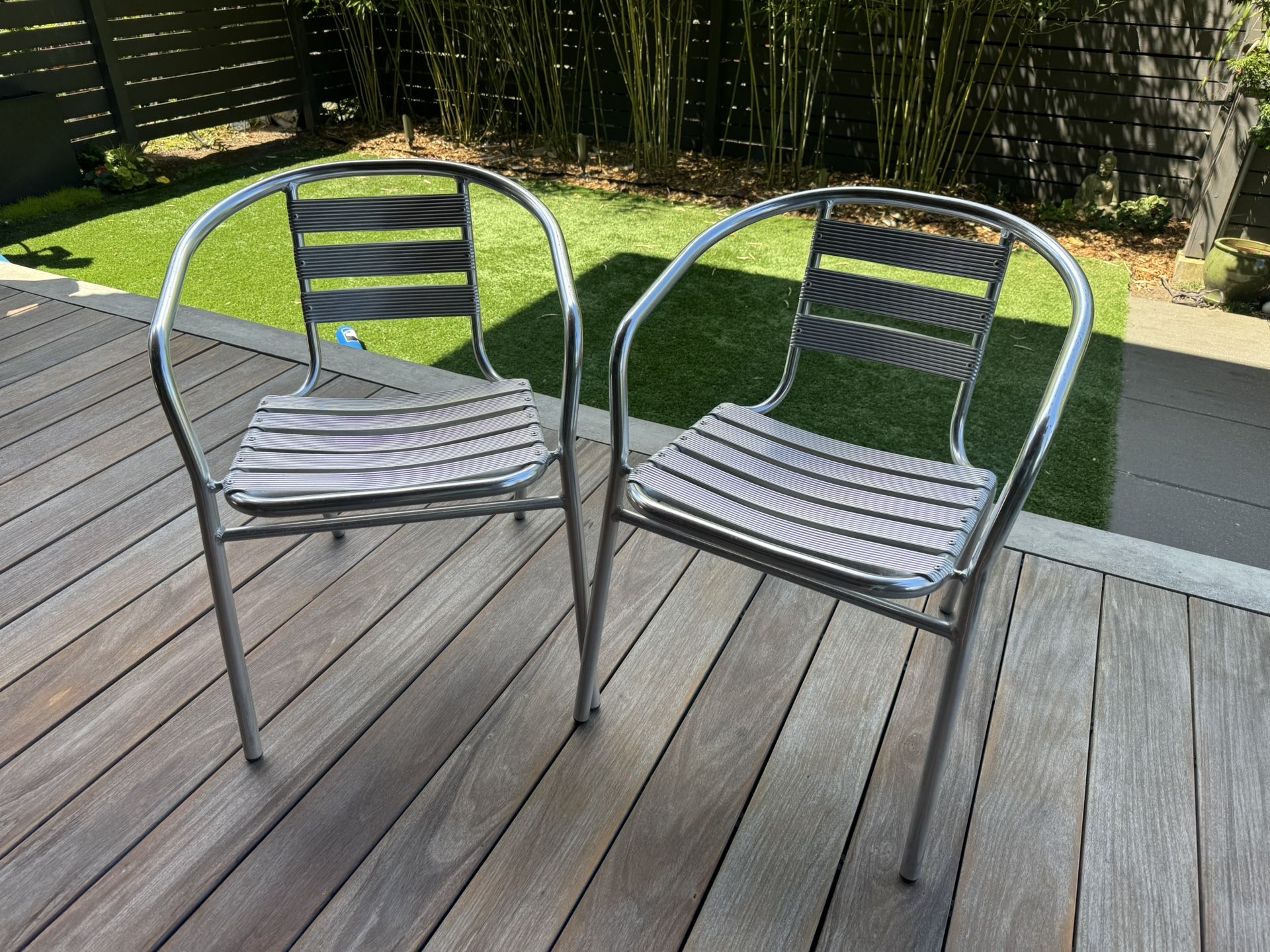 Pair Of Aluminum Stacking Restaurant Outdoor Chairs