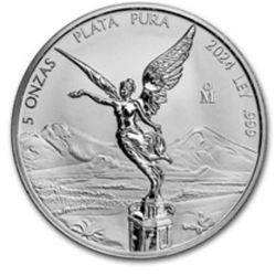This 2024 5 oz Libertad carries on the Silver Libertad's rich and proud tradition in a reverse proof version. 