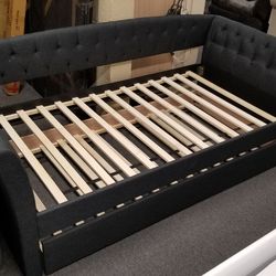 Brand new charcoal linen twin twin daybed