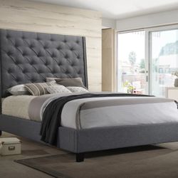 Chantilly Gray Upholstered King Bed

