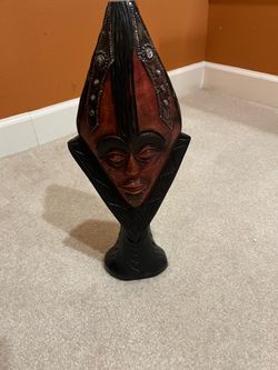 African wood mask figurine