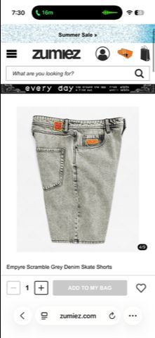 Empyre jorts black and grey skater 40 each
