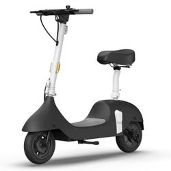 OKAI EA10 Electric Scooter with Seat | Adult Retro Style Moped | Removable Battery | Up to 25 Mile Range & 15.5 MPH | 750W Peak Power | 10" Vacuum Tir