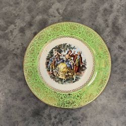 Vintage Salem China Co. Imperial Service Plate 23 Karat Gold Fragonard Scene