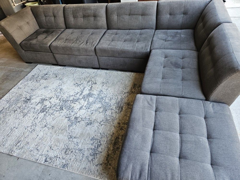 Set Of L Shape Sofa Grey