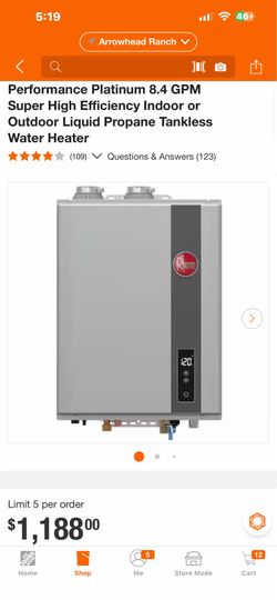 Performance Platinum 8.4 GPM Super High Efficiency Indoor or Outdoor Liquid Propane Tankless Water Heater