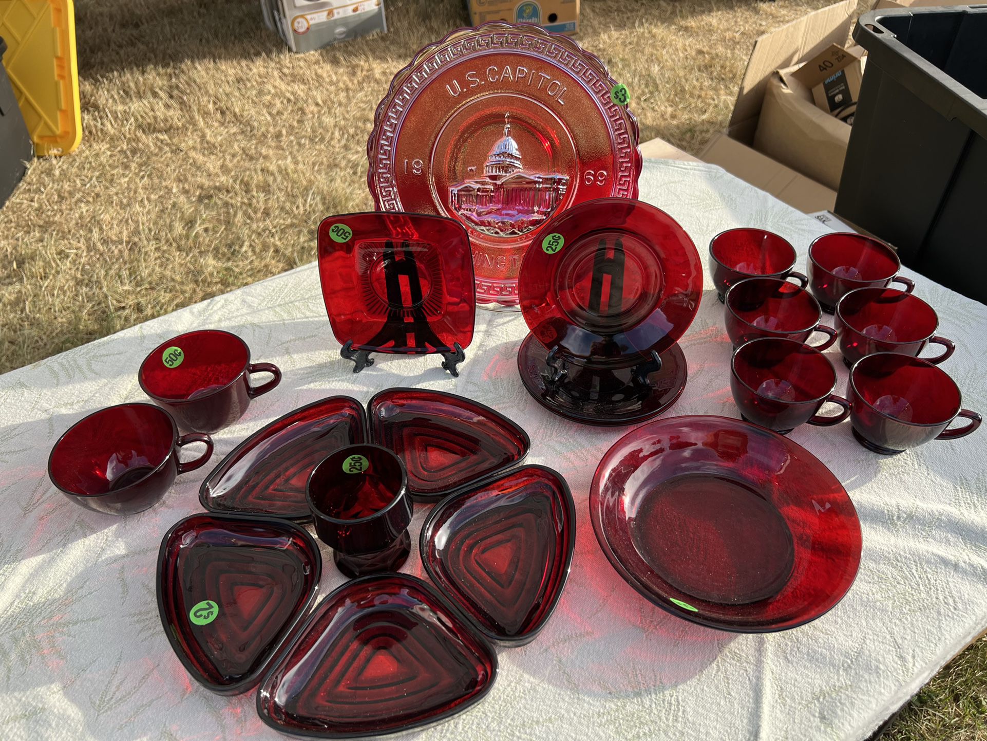 Red Carnival & Mid Century Anchor Hocking & Libby Glass
