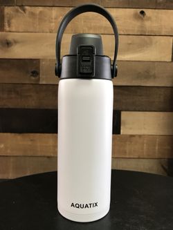 New Aquatix Double Wall Insulated Bottle White 21 ounce Keeps your water cold 24 hours hot 6 hours