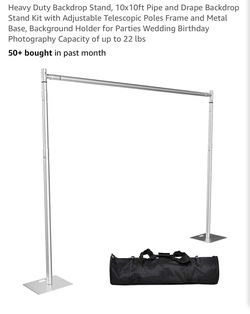 Heavy Duty Backdrop Stand, 10x10ft Pipe and Drape Backdrop Stand Kit with Adjustable Telescopic Poles Frame and Metal Base, Background Holder for Part