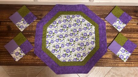 Table Topper & Mug Coasters - handmade quilted - NEW!
