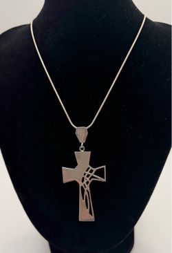 Sterling Silver 30” Necklace w/2” x 1 1/4” Cross