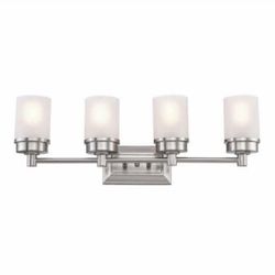 Hampton Bay Cade 4-light Brushed Nickel Bathroom Vanity Light Fixture With Frosted Glass Shades 