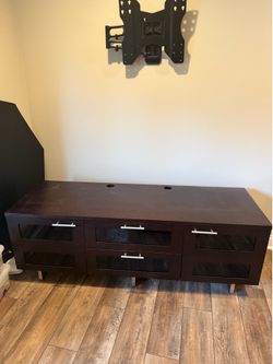 Dark Wood TV Stand Media Console
