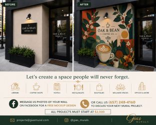 Custom murals for coffee shop