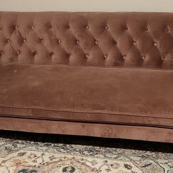 Pink square arm loveseat sofa