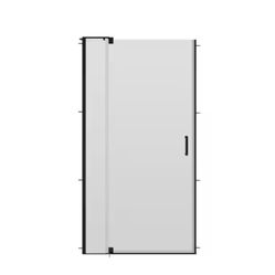 Delta Wilder 30 to 36 in. W x 71-3/4 in. H Frameless Pivoting Shower Door in Black with 1/4 in. Clear Glass
