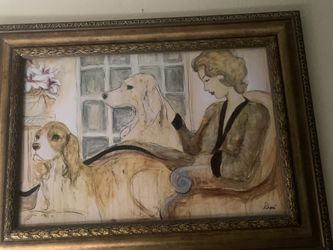 Artwork by Dupre Lady with Dogs