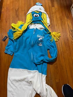 Smurf Beanie With Onsie Size Small