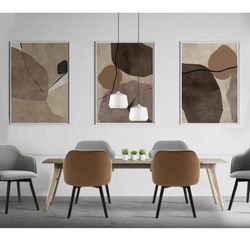 Upholstered Dining Armchairs - Two Tone Brown and Gray -Set of 4