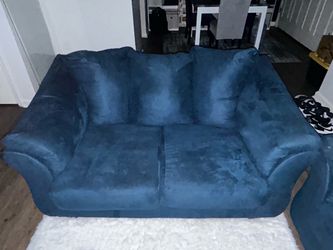 Blue velvet sofa love seat
