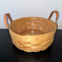 1998 Round Paper Plate Holding Longaberger Basket With Plastic Liner