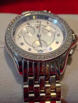Michele belmore cronograph diamond silver watch mww29B000018