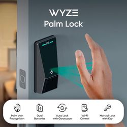 Wyze Palm Lock, Smart Door Lock with Palm Vein Recognition, Keyless Entry Smart Locks for Front Door, Keypad, Auto Lock, Dual Battery, Wi-Fi, Works wi