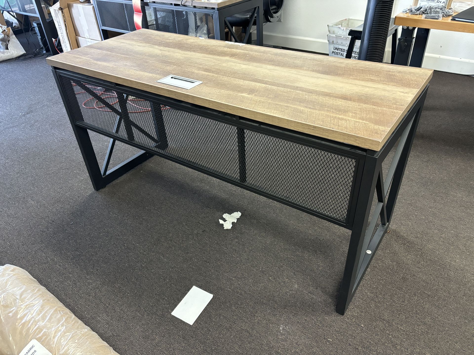 Desk Wood Steel Mesh - 60” x 24”