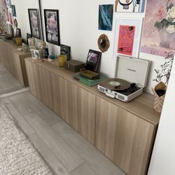 Besta Ikea Cabinet Light Oak Brown Credenza Sideboard