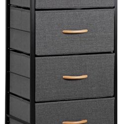 Dresser for Bedroom with 4 Storage Drawers, Fabric Chest of Drawers Storage Organizer with Wood Top and Metal Frame for Closet Living Room Hallway Ent